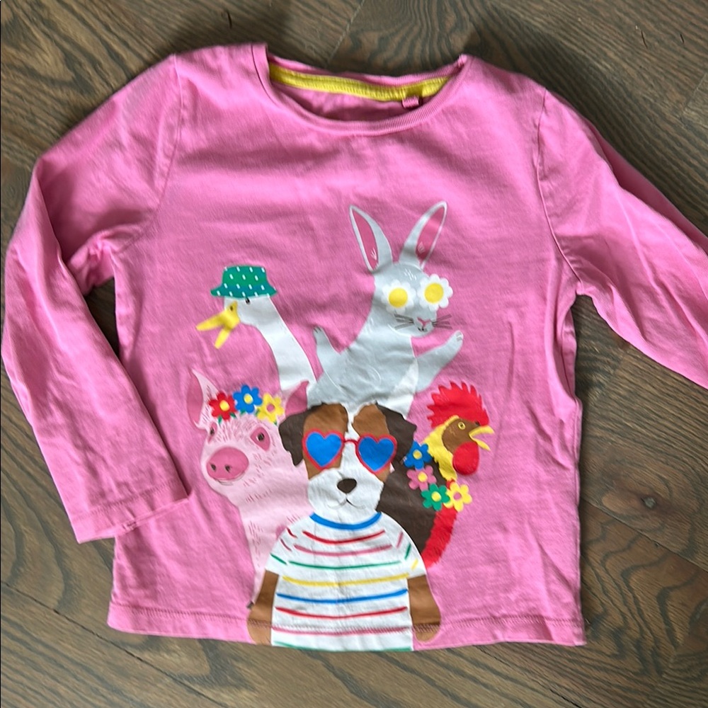 MiniBoden Pink Graphic Long Sleeve Shirt sz 5-6